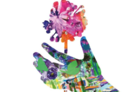 Decorative image of hand holding a flower