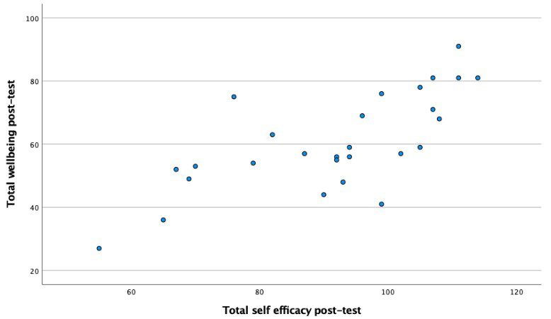Figure 1 is a graph showing the correlation between teacher self-efficacy and wellbeing.